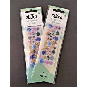 2-packs of Sticko Paper Cut Floral Sticker Strips, 1 yd w/ 189 Pieces Each, NEW